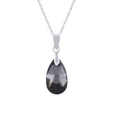 Austrian Crystal Teardrop Necklace, in Silver Night Grey with Choice of Chains