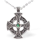 Celtic Cross Necklace of Paua Shell, Rhodium Plated