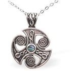Celtic Triske Necklace with Paua Shell, Rhodium Plated
