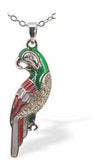 Parrot Designer Necklace in a Rich Gradation of Multiple Colours, Rhodium Plated