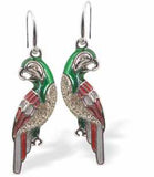 Parrot Drop Earrings in a Rich Gradation of Multiple Colours, Rhodium Plated