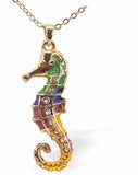 Golden Seahorse Designer Necklace in a Rich Gradation of Greens and Golds