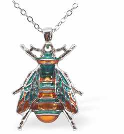 Bee Designer Necklace in a Rich Gradation of Greens and Golds