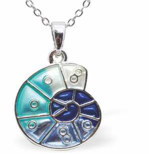 Rich Multi Coloured Enamel Amonite Shaped Necklace with a choice of  stainless steel and sterling silver chains