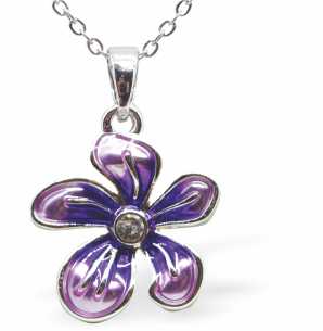 Rich Gradation of Purple Enamel on Spring Flower Necklace