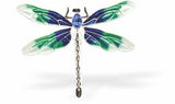 Rich Gradation of Whites, Greens and Blues Enamelled Crystal Encrusted Dragonfly Brooch