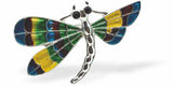 Rich Gradation of Rainbow Coloured Enamelled Crystal Encrusted Cute Dragonfly Brooch