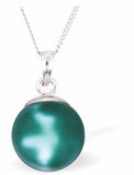Austrian Crystal Pearl Necklace in Iridescent Tahitian Green by Byzantium with Sterling Silver Chain