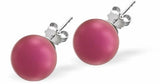 Austrian Crystal Pearl Stud Earrings by Byzantium in Mulberry pink, in two sizes