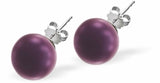 Austrian Crystal Pearl Stud Earrings in Elderberry Purple with Sterling Silver Earwires