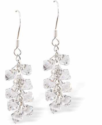 Austrian Crystal Bicon Drop Earrings in Clear Crystal, Multi-faceted 