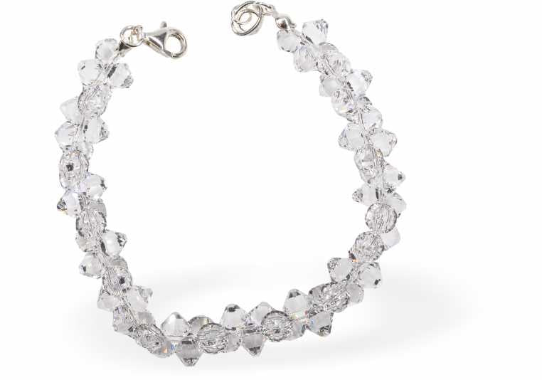 Austrian Crystal Bicon Bracelet in Clear Crystal, Multi-faceted 