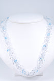 Austrian Crystal Necklace in Aquamarine Blue and Clear Crystal, Multi Faceted