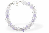 Austrian Crystal Bicon Bracelet in Clear Crystal and Violet Purple, Multi-faceted