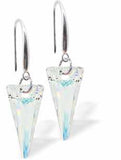 Austrian Crystal Spike Drop Earrings in Aurora Borealis with Rhodium Plated Earwires