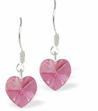 Austrian Crystal Cute Heart Drop Earrings in Rose Pink 