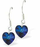 Austrian Crystal Cute Heart Drop Earrings in Bermuda Blue 