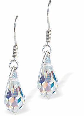 Austrian Crystal Classic Droplet Drop Earrings in Aurora Borealis 