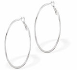 Modttled Round Hoop Earrings by Byzantium Rhodium Plated, Hypoallergenic; Lead, Cadmium and Nickel Free Silver Colour 45mm in diameter