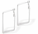 Square Hoop Earrings by Byzantium Rhodium Plated, Hypoallergenic; Lead, Cadmium and Nickel Free Silver Colour 35mm in diameter