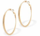 Circular Hoop Earrings, Rhodium Plated, Gold Coloured