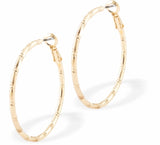 Round Ribbon Hoop Earrings by Byzantium Rhodium Plated, Hypoallergenic; Lead, Cadmium and Nickel Free Gold Coloured 40mm in diameter