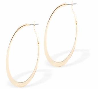 Found Flat Hoop Earrings by Byzantium Rhodium Plated, Hypoallergenic; Lead, Cadmium and Nickel Free Gold Colour 35mm in diameter