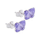 Austrian Crystal Butterfly Stud Earrings in Provence Lavender Purple, Sterling Silver Earwires