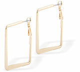 Square Hoop Earrings by Byzantium Rhodium Plated, Hypoallergenic; Lead, Cadmium and Nickel Free Gold Colour 35mm in diameter