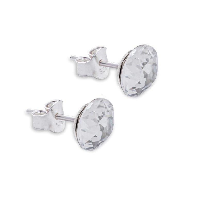 Austrian Crystal Diamond-shape Stud Earrings in Clear Crystal.  Available in a choice of Five Sizes.