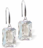 Austrian Crystal Multi Faceted Special Cut Rectangular Drop Earrings in Clear Crystal Shimmer