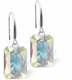 Austrian Crystal Multi Faceted Special Cut Rectangular Drop Earrings in Aurora Borealis