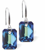 Austrian Crystal Multi Faceted Special Cut Rectangular Drop Earrings in Bermuda Blue
