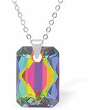 Austrian Crystal Multi Faceted Special Cut Rectangular Necklace in Vitrail Medium with a choice of chains