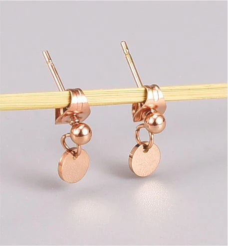 Artisan Delicate Heart Drops Stud Earrings Golden Titanium Steel 15mm in size Hypoallergenic: Nickel, Lead and Cadmium Free  Delivered in a soft, black, velveteen pouch