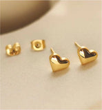 Artisan Heart Golden Titanium Steel Stud Earrings