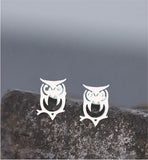 Artisan Delicate Owl Stud Earrings Silver Coloured Titanium Steel 8mm in size Hypoallergenic: Nickel, Lead and Cadmium Free  Delivered in a soft, black, velveteen pouch