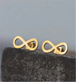 Artisan Infinity Golden Coloured Titanium Steel Stud Earrings