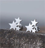 Artisan Delicate Stars Stud Earrings Silver Coloured Titanium Steel 8mm Stars Hypoallergenic: Nickel, Lead and Cadmium Free  Delivered in a soft, black, velveteen pouch