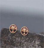 Artisan Delicate Tree of Life Stud Earrings Rose Gold Coloured Titanium Steel 8mm Stars Hypoallergenic: Nickel, Lead and Cadmium Free  Delivered in a soft, black, velveteen pouch