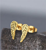 Artisan Angel Wings Golden Coloured Titanium Steel Stud Earrings