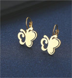 Artisan Cute Butterfly Golden Coloured Titanium Steel Drop Earrings