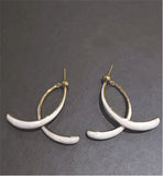 Artisan Wishbone Shaped Drop Earrings in White Stoving Varnish with Titanium Steel