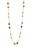 Long Multi Coloured Beaded Necklace, 140cm drop with Gold Plated links