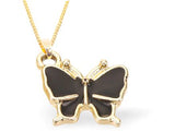 Black Oblique Butterfly Necklace on Golden Titanium Steel