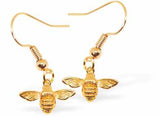 Bright Gold Plated Gorgeous Cute Bee Earrings with by Byzantium.