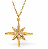 Gold Plated Crystal Encrusted North Star Necklace, Crystal Encrusted