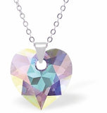Austrian Crystal Multi Faceted Heart Necklace in  Aurora Borealis with a Choice of Chains