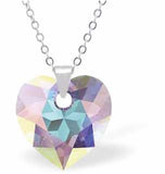 Austrian Crystal Cute Heart Necklace in Aurora Borealis with a Choice of Chains
