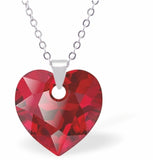 Austrian Crystal Multi Faceted Heart Necklace in Scarlet Red with a choice of chains